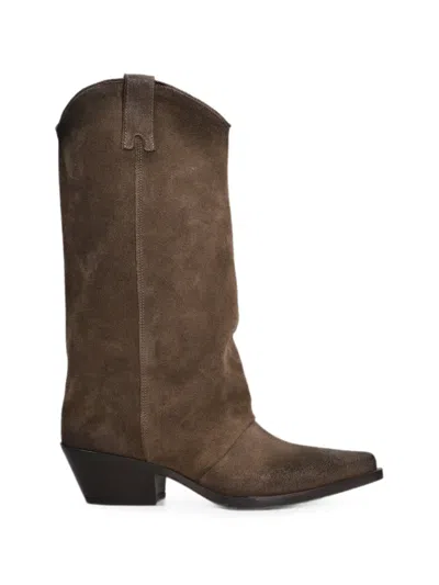 Metisse Distressed-effect Western Boots In Brown