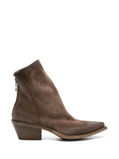 Metisse Dx2215 Rear-zip Pointed Boots In Brown