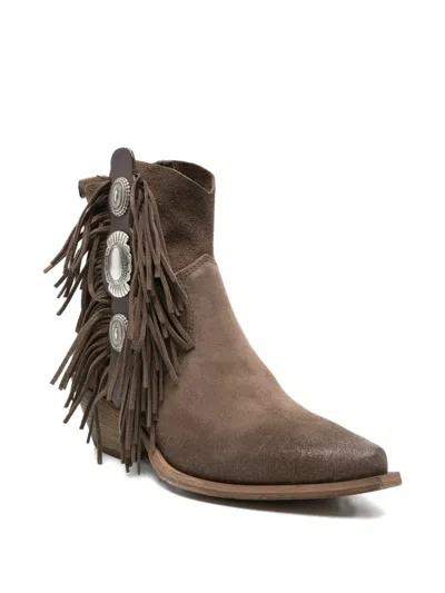 Metisse Fringed Ankle Boots In Multi