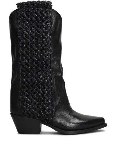 Metisse Leather Boots In Black