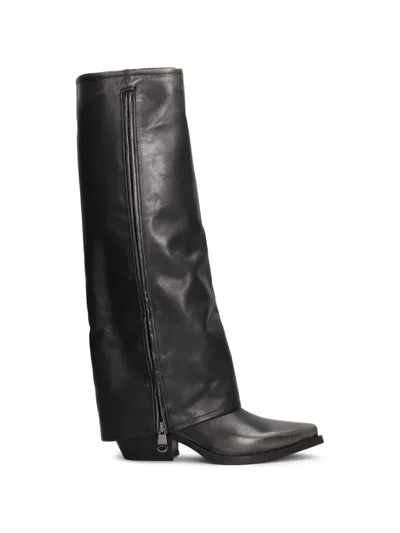 Metisse Leather Cowboy Boots In Black