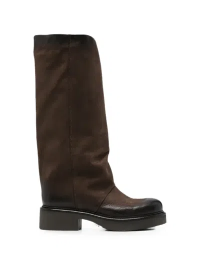 Metisse Leather Pull-on Boots In Brown