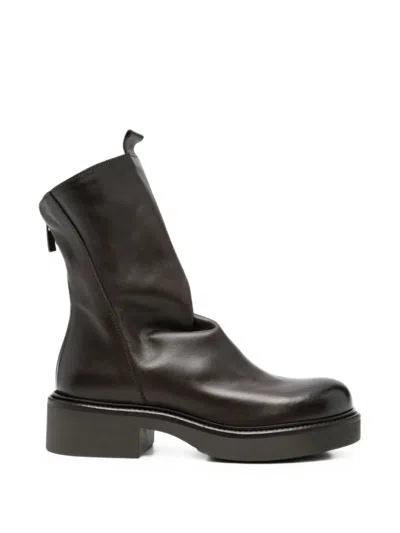 Metisse Rear-zip Leather Ankle Boots In Black