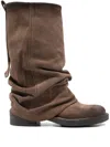 Metisse Ruched-effect Block-heel Boots In Brown