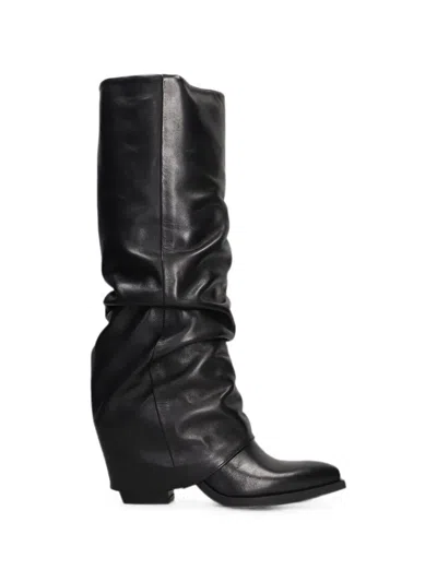 Metisse Slouchy Pointed-toe Boots In Black