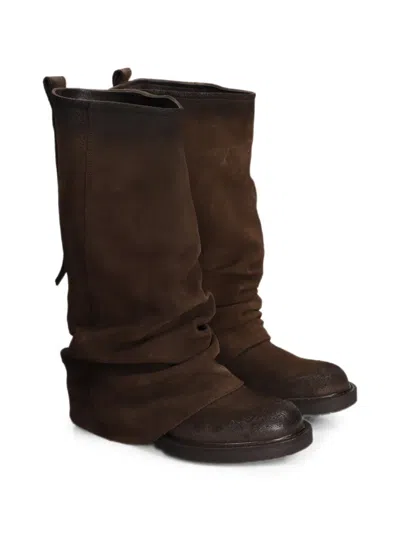 Metisse Slouchy-effect Distressed-finish Boots In Brown