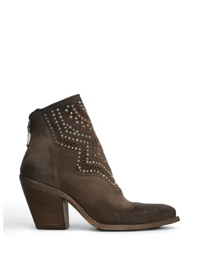 Metisse Suede Ankle Boots In Brown