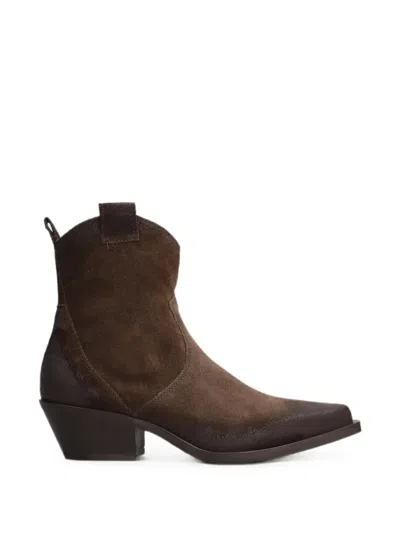 Metisse Suede Ankle Boots In Brown