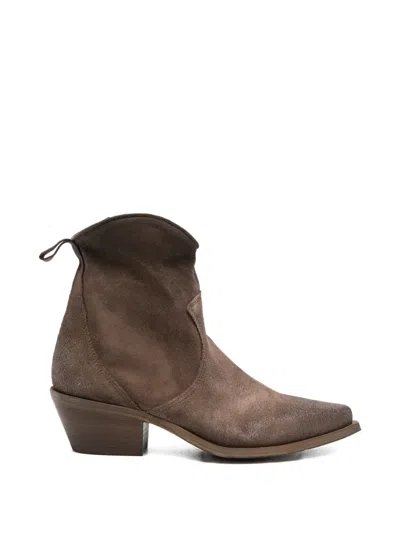 Metisse Suede Cowboy Boots In Brown