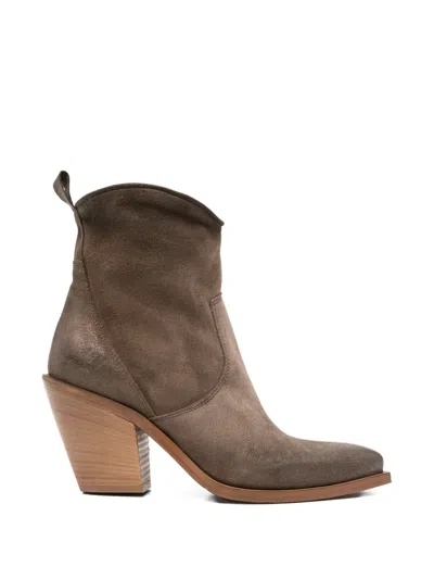 Metisse Suede Pointed-toe Cowboy Boots In Brown