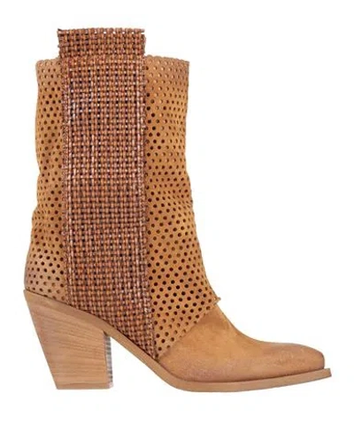 Metisse Woman Ankle Boots Tan Size 11 Leather In Brown