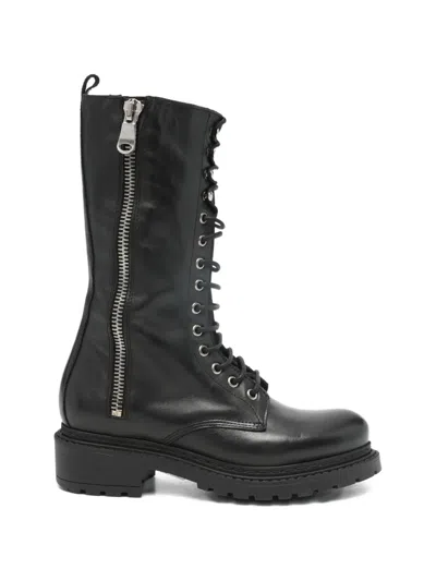 Metisse Zip-embellished Lace-up Boots In Black
