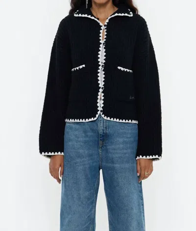 Metric Knits Chunky Crop Shaker Stitch Cardigan In Black
