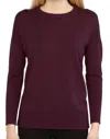 Metric Knits Crew Neck Pullover Top W/ Side Slits In Vineyard Wine In Multi