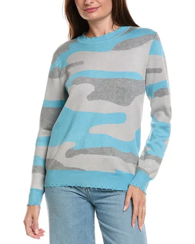 Metric Knits Distressed Stripe Sweater In Blue