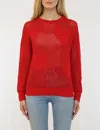 Metric Knits Heart Pointelle Knit Top In Red In Red