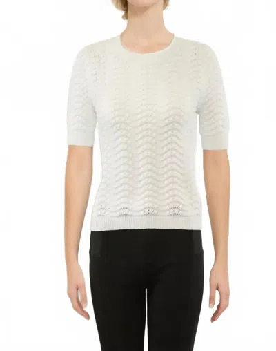 Metric Knits Jenny Pointelle Crew In White