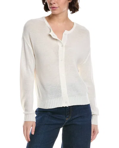 Metric Knits Linen Cardigan In White
