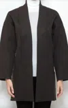 Metric Knits Long Open Front Cardigan In Black In Black