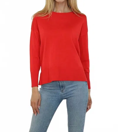 Metric Knits Long Sleeve Pullover Sweater In Fiery Red