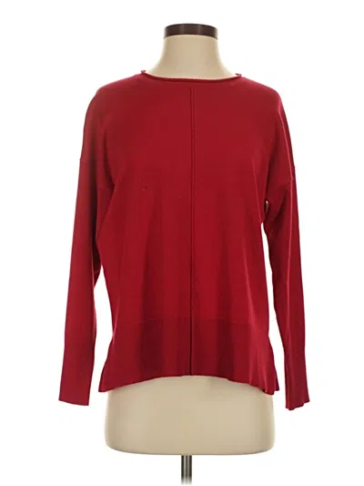 Pre-owned Metric Knits Long Sleeve Top Red Boatneck Tops
