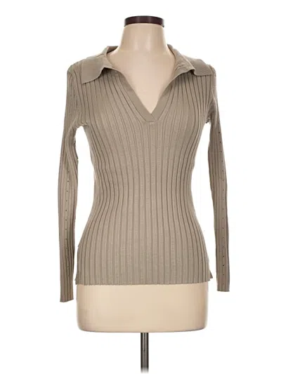 Pre-owned Metric Knits Long Sleeve Turtleneck In Tan