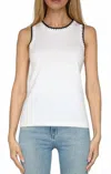 Metric Knits Natalie Scallop Edge Tank In White/black In White