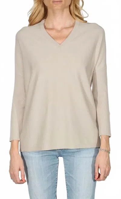 Metric Knits Oversized V-neck Pullover In Sand In Gray
