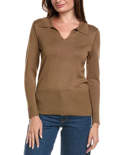 Metric Knits Polo Pullover In Brown