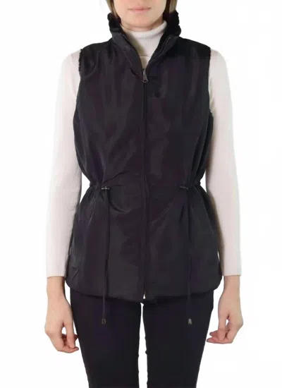 Metric Knits Reverse Faux Fur Vest In Black