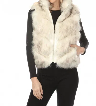 Metric Knits Reversible Faux Fur Vest In Ivory In White
