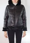 Metric Knits Reversible Fur Puffer Jacket In Black