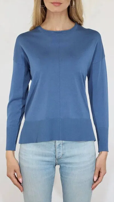 Metric Knits Seam Sweater Top In Blue