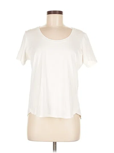 Pre-owned Metric Knits Short Sleeve Top Ivory Scoop Neck Tops In White