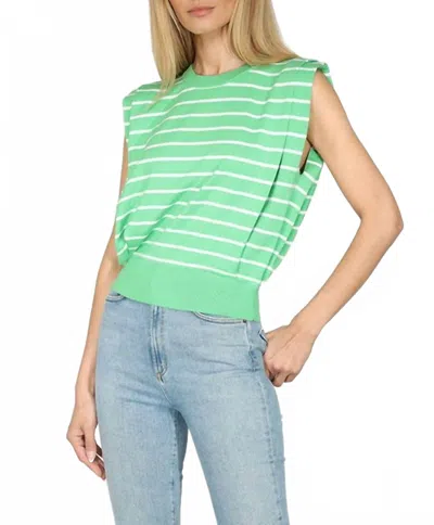 Metric Knits Sleeveless Stripe Sweater In Island Green