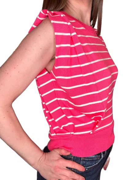 Metric Knits Sleeveless Stripe Sweater In Pink Palm