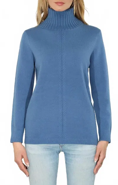 Metric Knits Turtleneck Tunic Top In Colony Blue