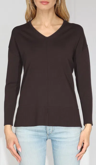 Metric Knits V-neck Sweater In Chocolate In Brown