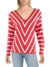 METRIC KNITS WOMENS KNIT RIBBED TRIM PULLOVER SWEATER