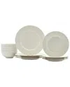 Metro Home 12pc White Porcelain Dinnerware Set In White
