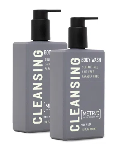 Metro Man Travel Size 100ml Cleansing Body Wash 2pk With Waterproof Travel Bag