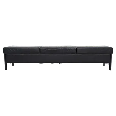 Pre-owned Metropolitan 1993 Leather Three Seat Bench By  Furniture In Black Leather