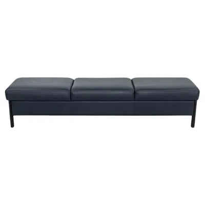 Pre-owned Metropolitan 1993 Leather Three Seat Bench By  Furniture In Blue Leather