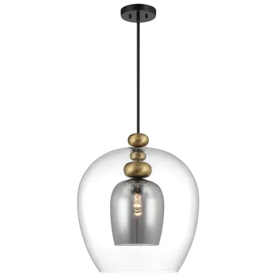 Metropolitan Amesbury 1-light 19.75-in Black And Brass Indoor Pendant