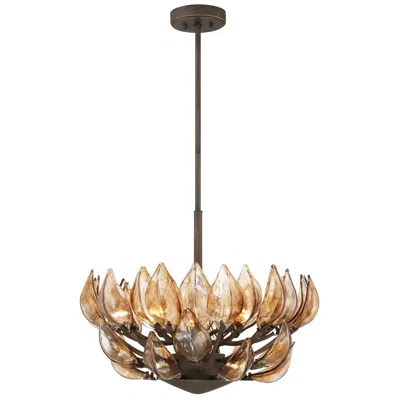 Metropolitan Arboles 6-light 24-in Heritage Bronze Pendant With Glass Shade