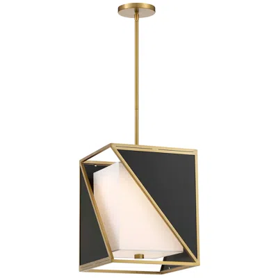 Metropolitan Aspect Led Black And Soft Brass Pendant With White Linen Shade