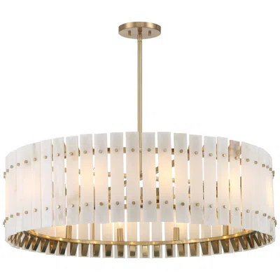 Metropolitan Bardon 12-light 36.12-in Celeste Brass Pendant With Shade In Gold