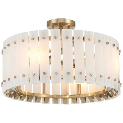 Metropolitan Bardon 4-light 20.85-in Celeste Brass Semi-flush With Shade