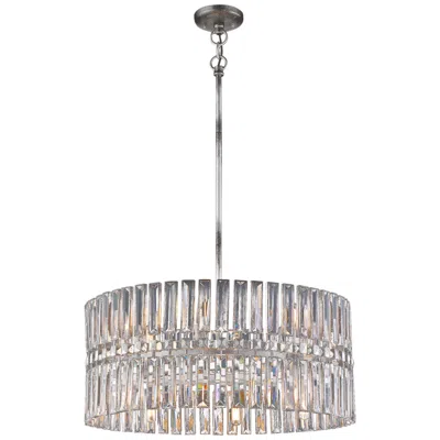 Metropolitan Belle Aurore 26 1/4"w Silver Leaf Crystal Drum Pendant Light