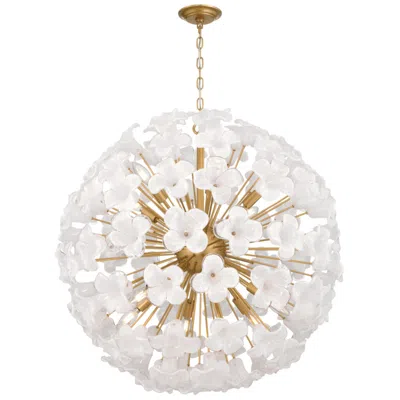 Metropolitan Bloome 12-lt 30-in Legacy Brass Pendant With White Glass Shade